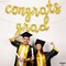 Graduation Party Balloons – 16” Gold “Congrats Grad” Script Banner Foil Balloon Set for Class of 2026 Graduation Decorations